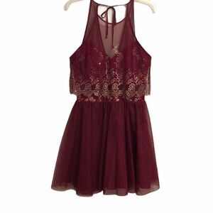 Social Code size 13 burgundy/gold cocktail dress